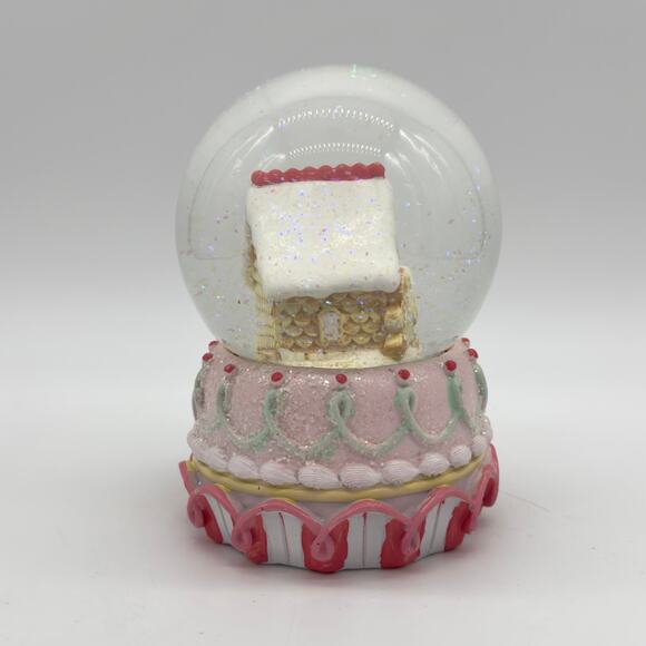 Pastel Gingerbread House & Man Waterglobe Snowglobe w/ Pink Blue Frosting Detail - Picture 3 of 6